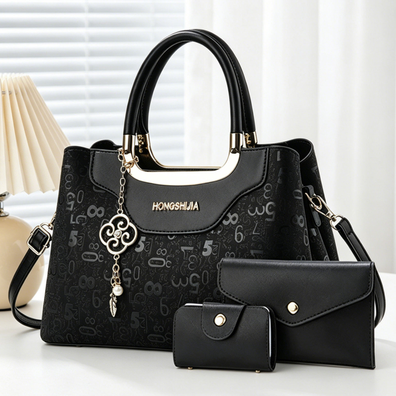 Luxury Bags With Zipper - 3-piece Fashion Women's Handbag Set, Light