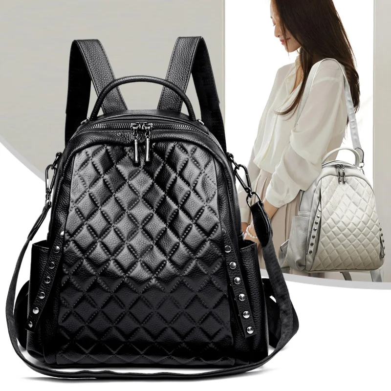 Genuine Leather Rucksack Women - Luxury Bags With Zipper 评论和价格