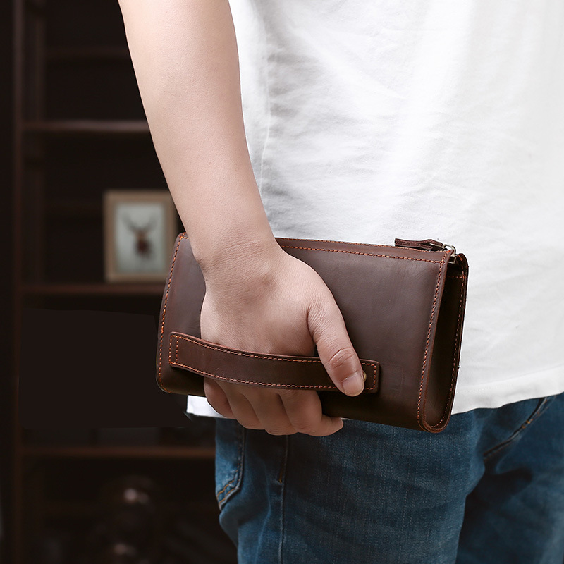 Men's Clutches Long Handbag Bu - Wristlet Wallet Zipper 评论和价格