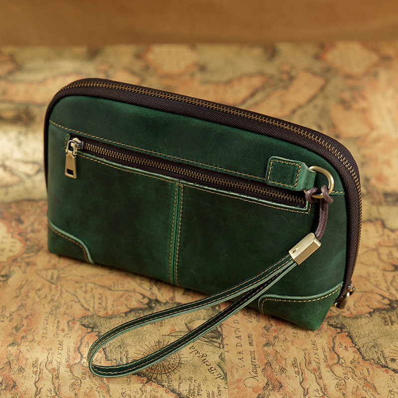 Vintage 100% Genuine Leather Z - Wristlet Wallet Zipper 评论和价格