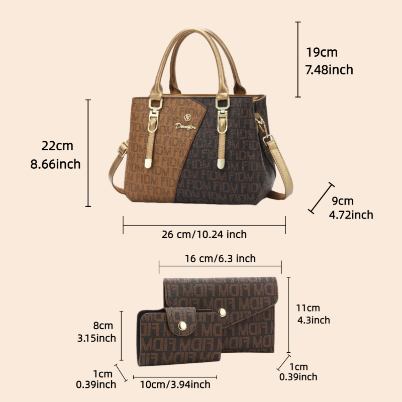 3-piece women's bag set, luxur - Luxury Bags With Zipper 评论和价格