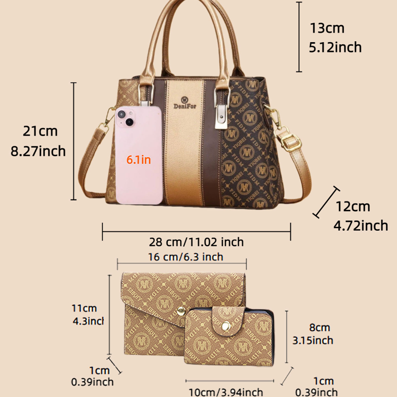 3-piece set of women's handbag - Luxury Bags With Zipper 评论和价格