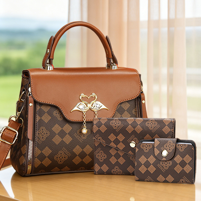 3-piece women's bag set, light - Luxury Bags With Zipper 评论和价格