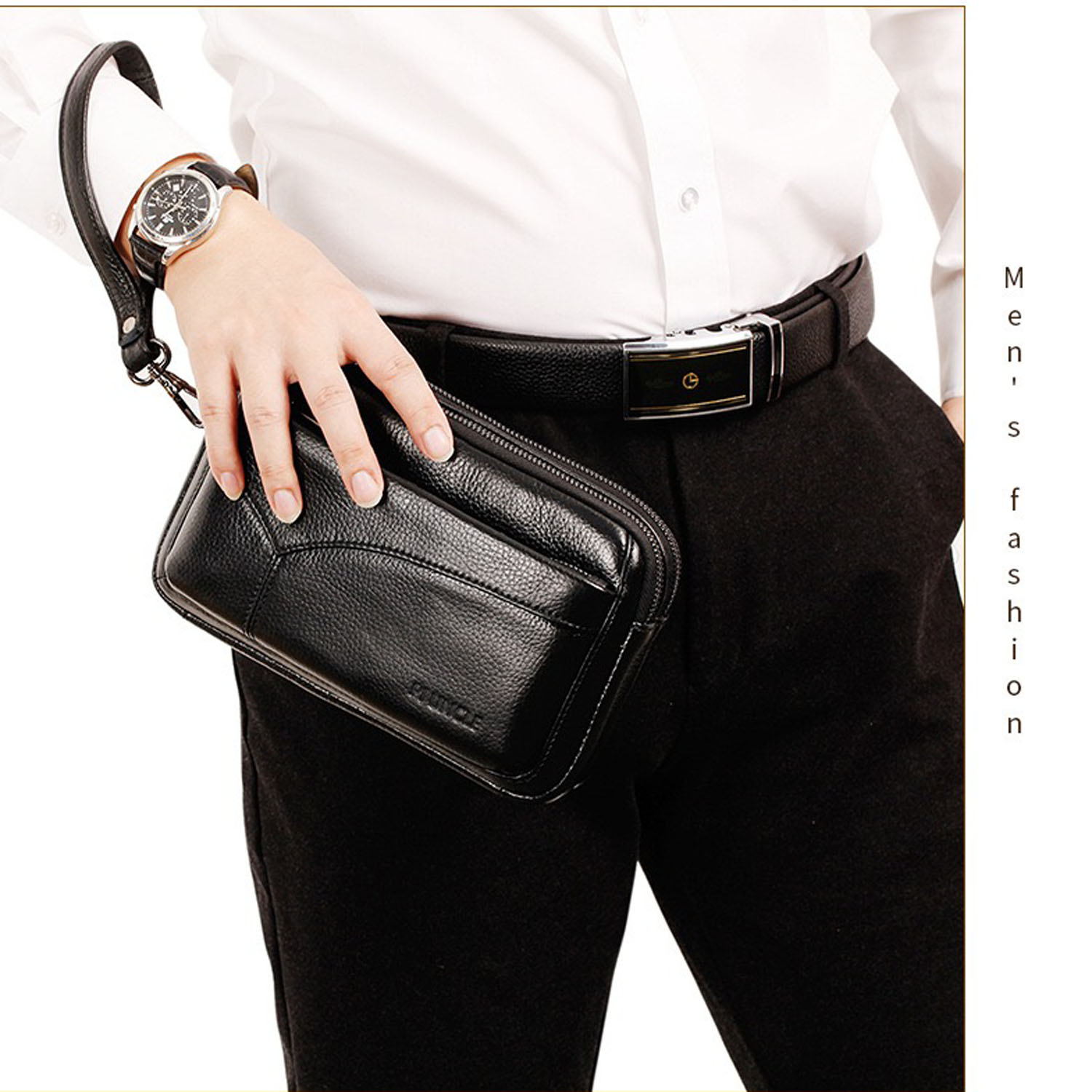 Men's Genuine Leather Fashion  - Wristlet Wallet Zipper 评论和价格