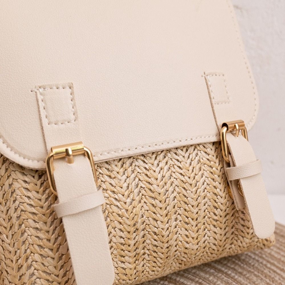 Fashion PU Leather Straw Backp - Luxury Bags Vintage 评论和价格