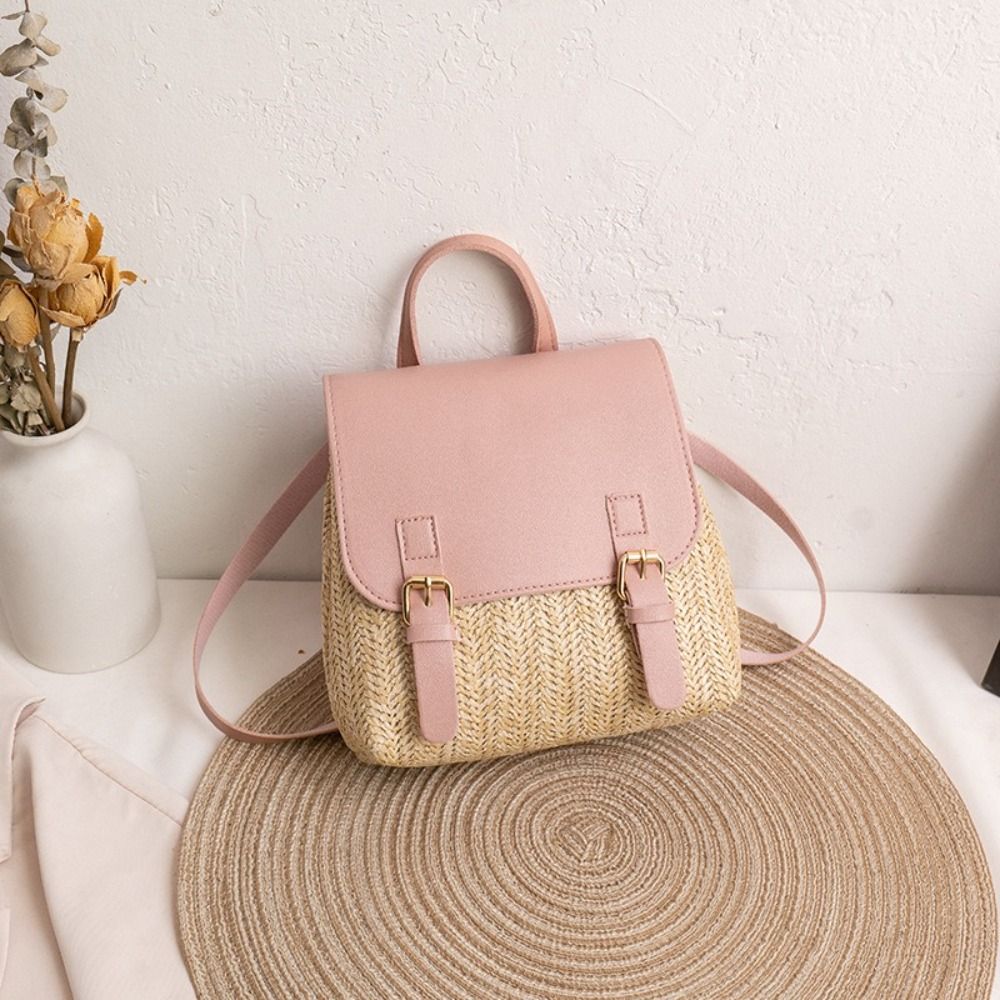 Fashion PU Leather Straw Backp - Luxury Bags Vintage 评论和价格